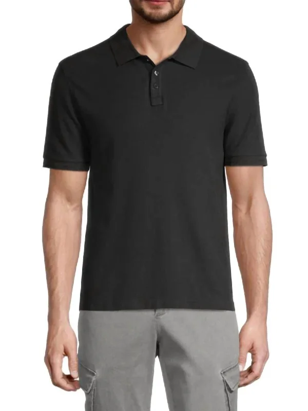 Pima Cotton Pique Polo In Smoke Black Combo