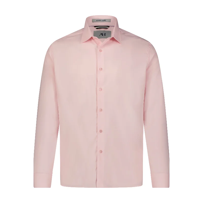 Pink Hidden Button Down Bamboo Stretch Long Sleeve Shirt