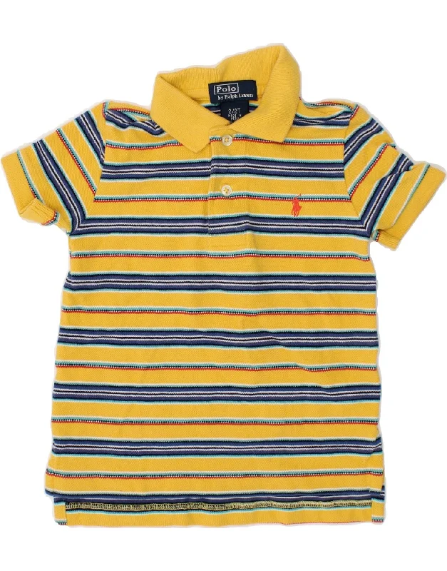 men's graphic sweatshirts -POLO RALPH LAUREN Baby Boys Polo Shirt 18-24 Months Yellow Striped Cotton