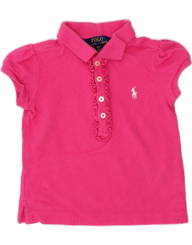 hoodie jackets for men -POLO RALPH LAUREN Baby Girls Ruffle Front Polo Shirt 18-24 Months Pink