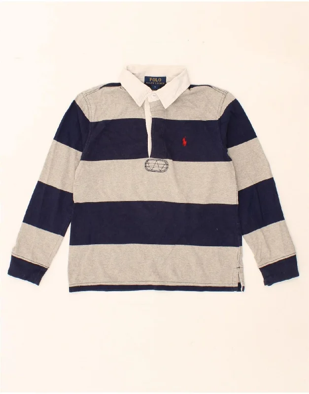 athletic sweatshirts for men -POLO RALPH LAUREN Boys Graphic Long Sleeve Rugby Polo Shirt 5-6 Years Grey