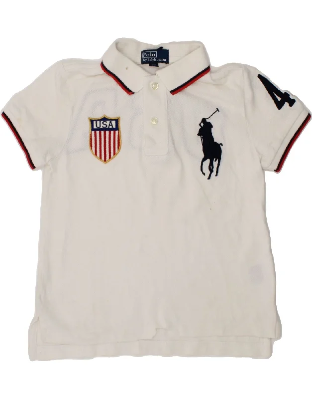 fleece sweatshirts for men -POLO RALPH LAUREN Boys Graphic Polo Shirt 3-4 Years White Cotton