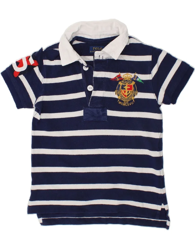 comfortable workout hoodies -POLO RALPH LAUREN Boys Graphic Rugby Polo Shirt 3-4 Years Navy Blue