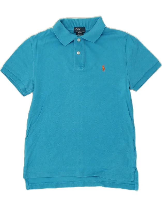 men's fleece-lined sweatshirts -POLO RALPH LAUREN Boys Polo Shirt 10-11 Years Medium  Blue Cotton