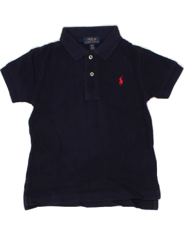 casual hoodies for men -POLO RALPH LAUREN Boys Polo Shirt 2-3 Years Navy Blue Cotton