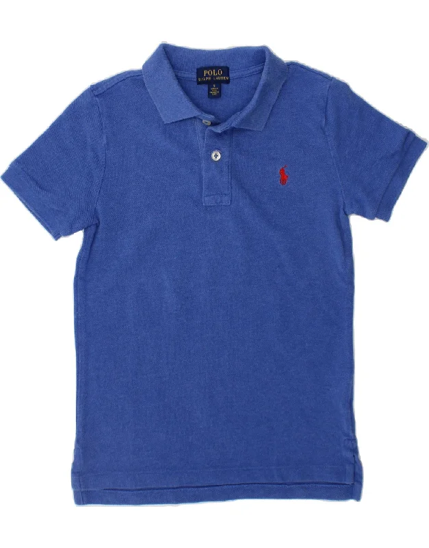 sleek sweatshirts for men -POLO RALPH LAUREN Boys Polo Shirt 4-5 Years Blue Cotton