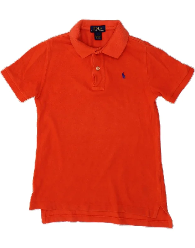 slim-fit hoodies for men -POLO RALPH LAUREN Boys Polo Shirt 6-7 Years Orange Cotton