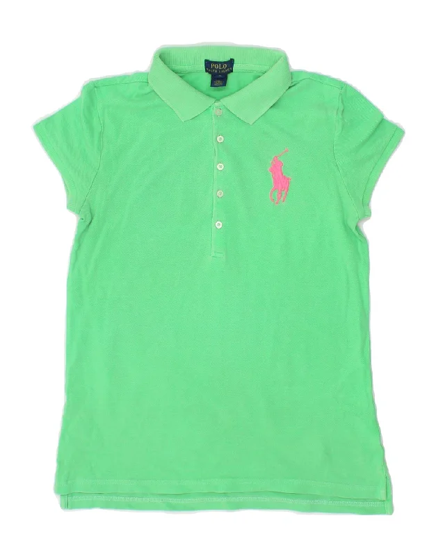 casual hoodies for men -POLO RALPH LAUREN Girls Polo Shirt 15-16 Years XL Green Cotton