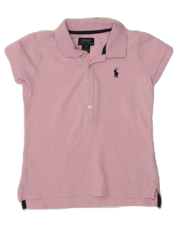 seasonal hoodies for men -POLO RALPH LAUREN Girls Polo Shirt 6-7 Years Small Pink Cotton