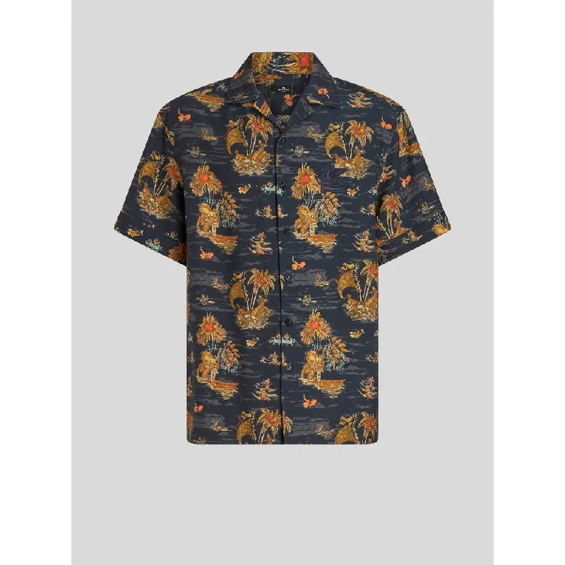 PRINTED SILK BOWLING SHIRT