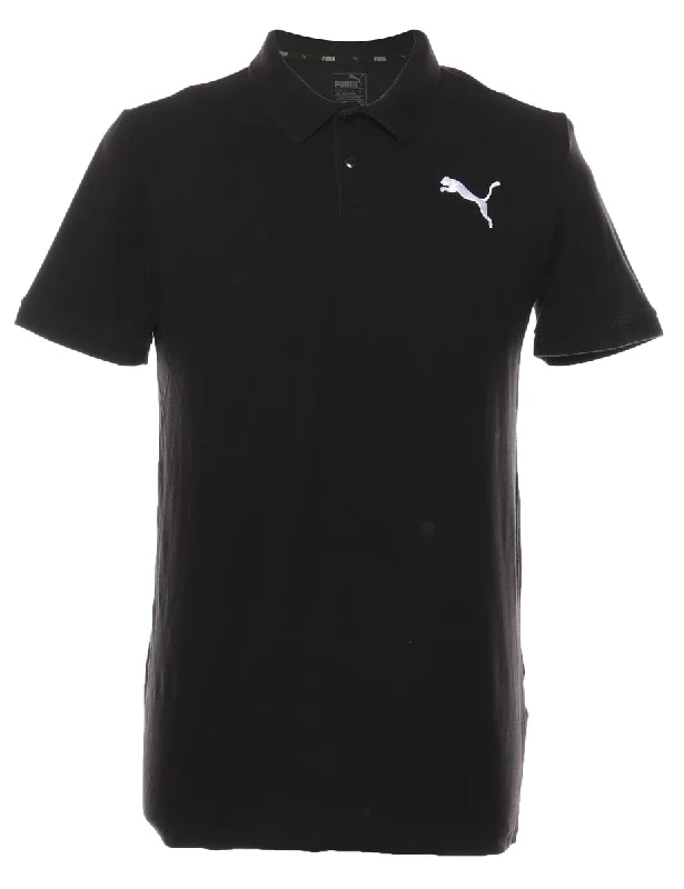 men's logo sweatshirts -Puma Black & White Contrast Polo Shirt - M