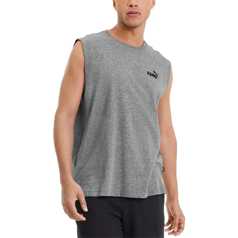 workout hoodies for men -Puma Mens Heathered Sleeveless T-Shirt