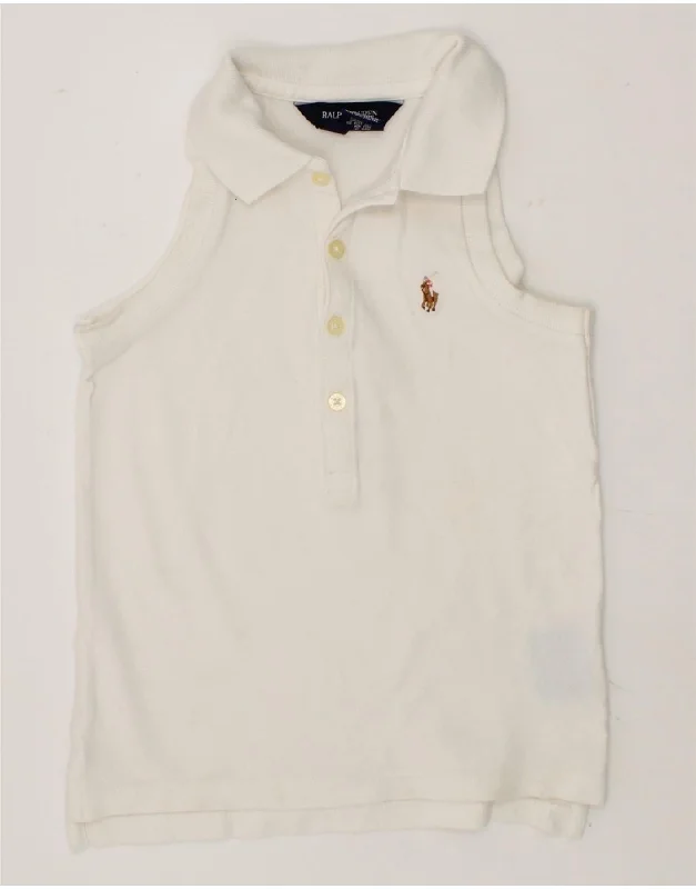 oversized hoodies for men -RALPH LAUREN Girls Sleeveless Polo Shirt 6-7 Years Small White Cotton