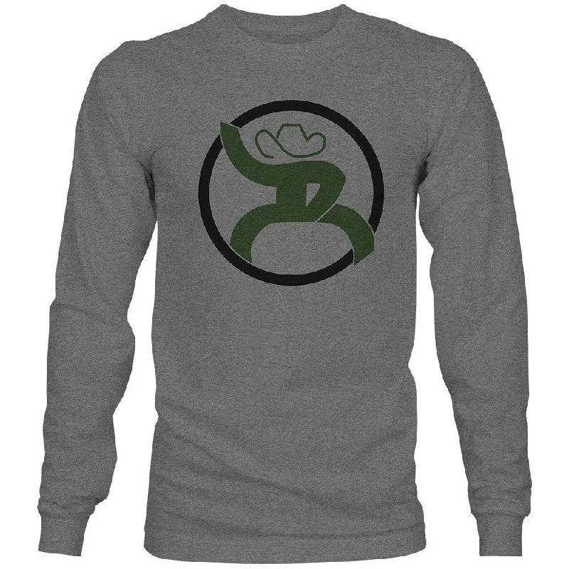 men's crewneck hoodies -"Roughy 2.0" Grey w/Olive & Black Long Sleeve T-shirt