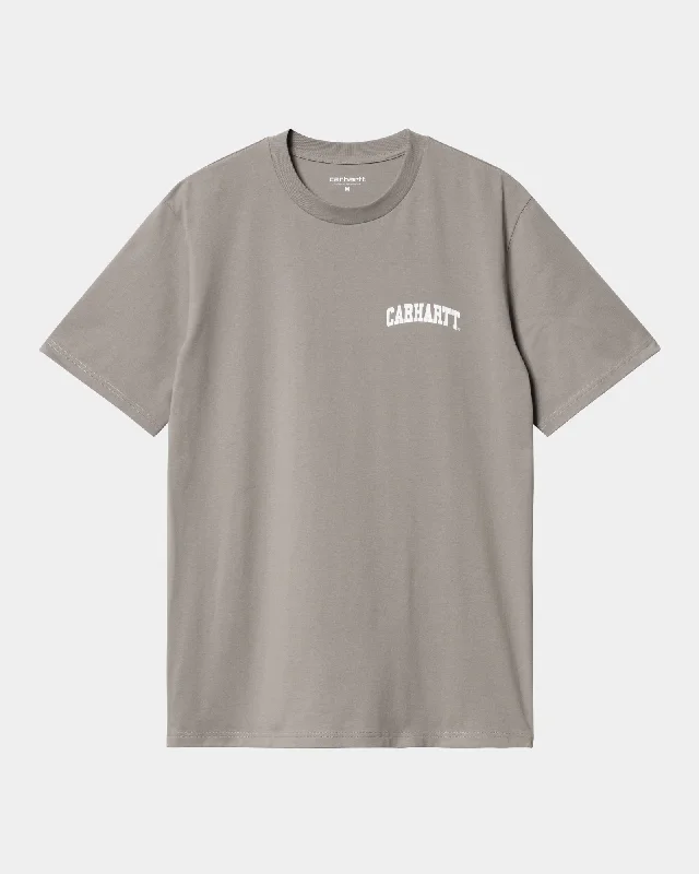 University Script T-Shirt | Misty Grey / White