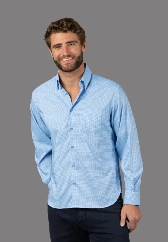 Sky Blue and White Check Shirt