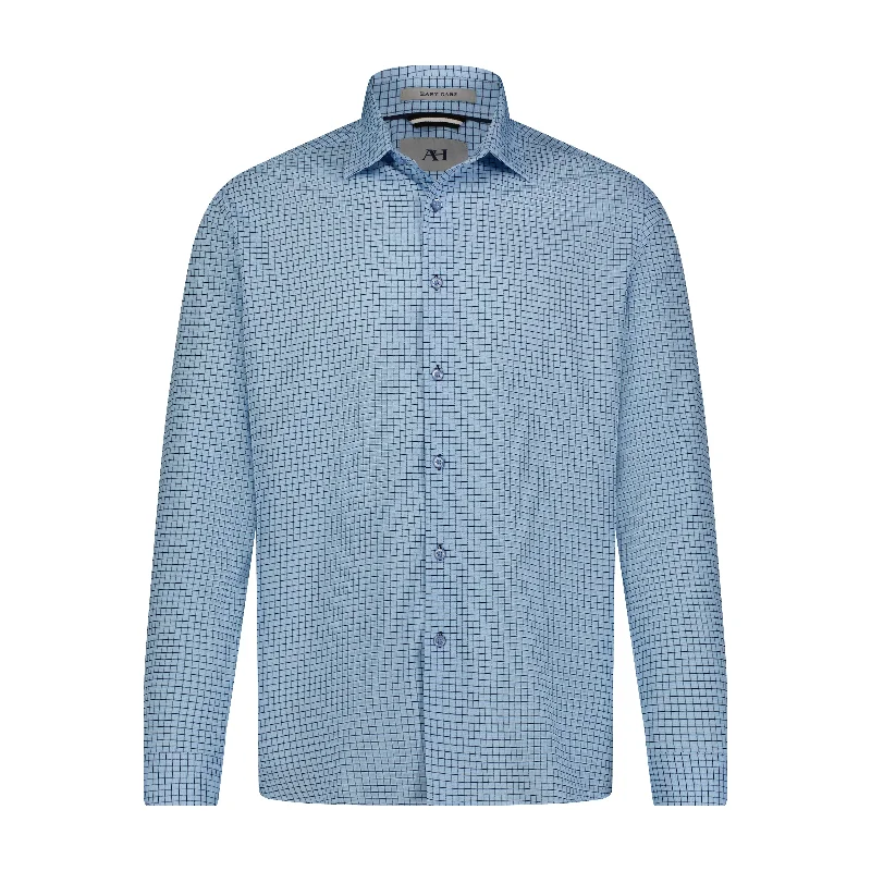 Sky Blue Navy Check Shirt