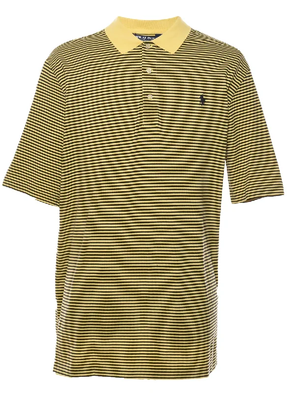 everyday hoodies for men -Striped Nike Golf Design Black & Yellow Polo Shirt - XL