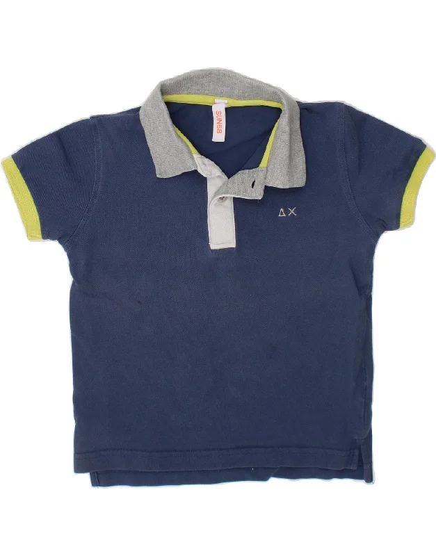 eco-friendly sweatshirts for men -SUN68 Baby Boys Polo Shirt 18-24 Months Navy Blue Colourblock Cotton