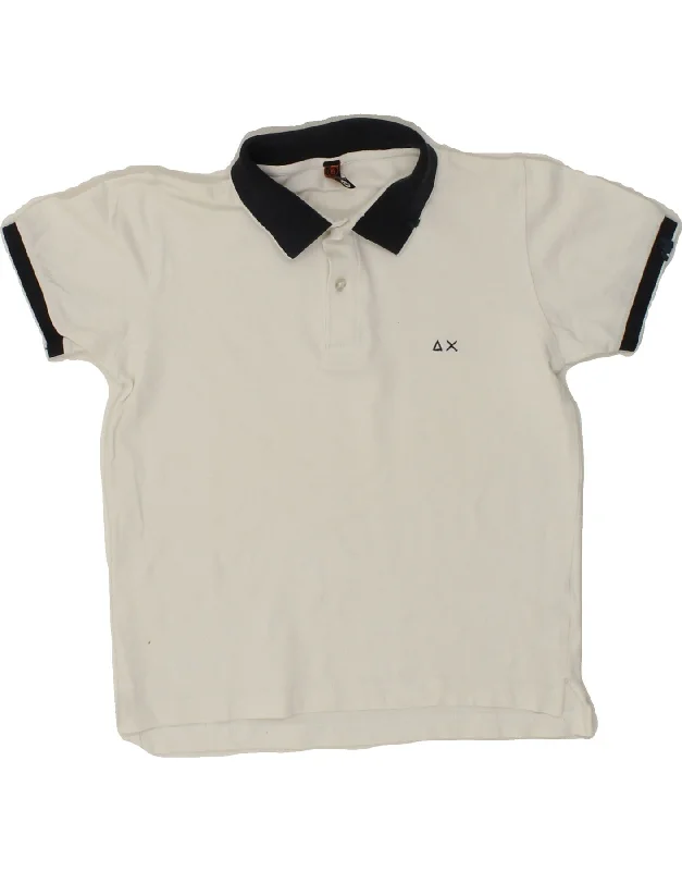 men's classic pullovers -SUN68 Boys Polo Shirt 5-6 Years White Cotton