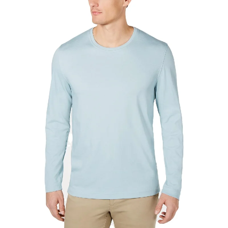 hoodies for men with pockets -Tasso Elba Mens Long Sleeve Crewneck T-Shirt