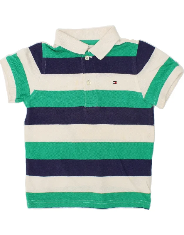 men's hoodies for casual wear -TOMMY HILFIGER Boys Polo Shirt 2-3 Years Multicoloured Striped Cotton