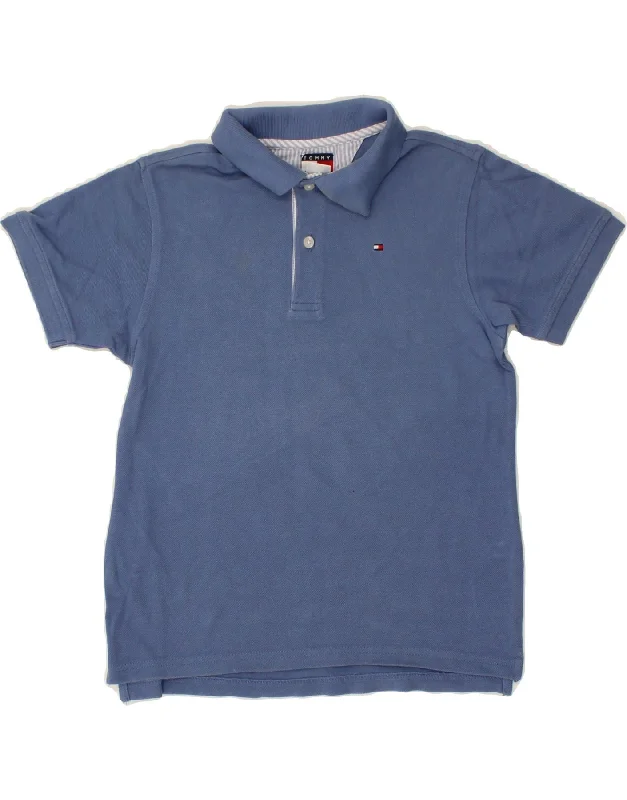 men's printed hoodies -TOMMY HILFIGER Boys Polo Shirt 4-5 Years Blue Cotton