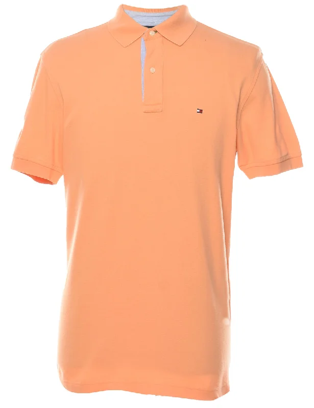 men's sweatshirts with designs -Tommy Hilfiger Pastel Orange Polo Shirt - M