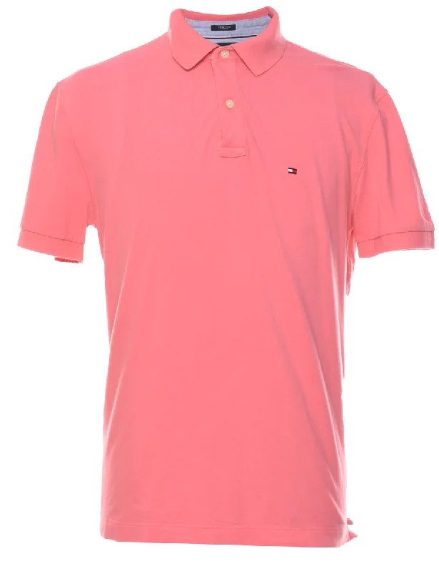 eco-friendly sweatshirts for men -Tommy Hilfiger Pink Classic Polo Shirt - L