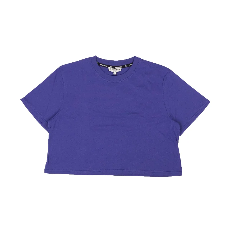 minimalist sweatshirts for men -Violet Cotton Blank Cropped T-Shirt