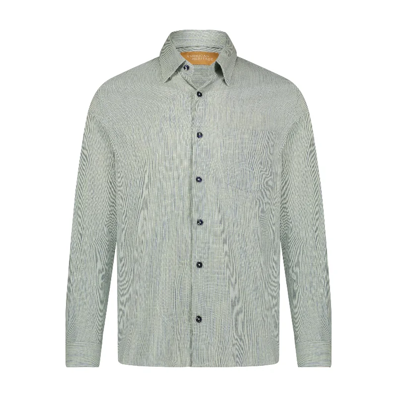 Waffle Weave Pastel Green Dobby Hidden Button Down Long Sleeve Shirt