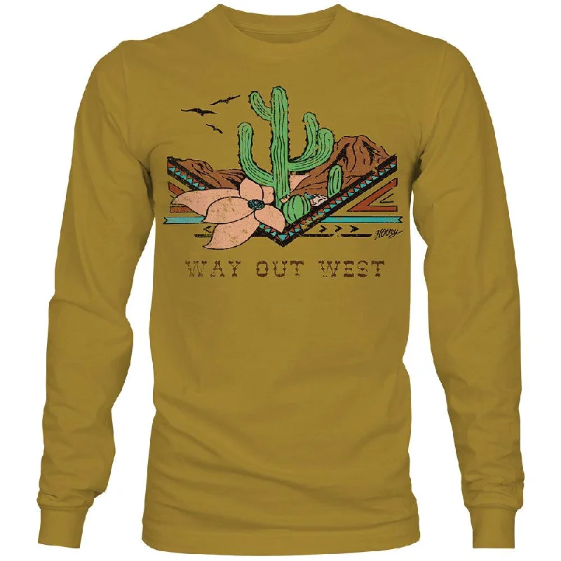 modern hoodies for men -"Way Out West" Mustard Long Sleeve T-shirt