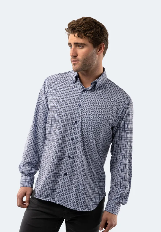 White and Navy Plaid Check Shirt