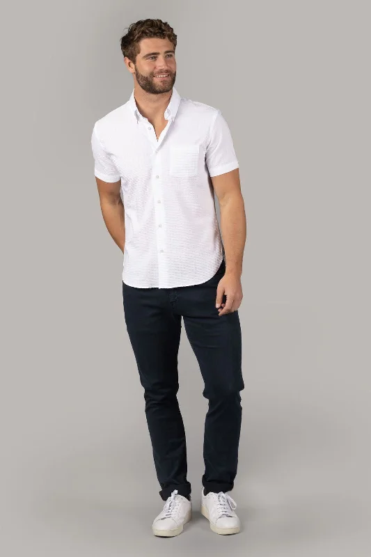 White with Seer Sucker Stripe Shirt