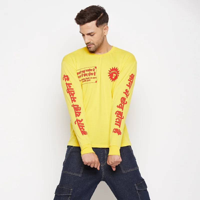 Yellow Desi Graphic Long Sleeve Tshirt