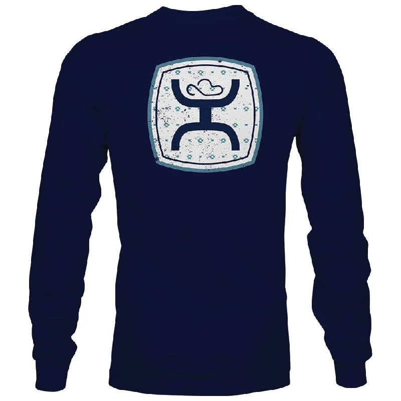 men's hoodies with pockets -"Zenith" Navy Long Sleeve T-Shirt