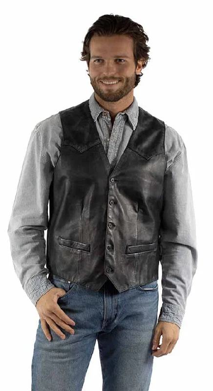 men's casual vest jackets -Men's Scully Leather Vest #2061