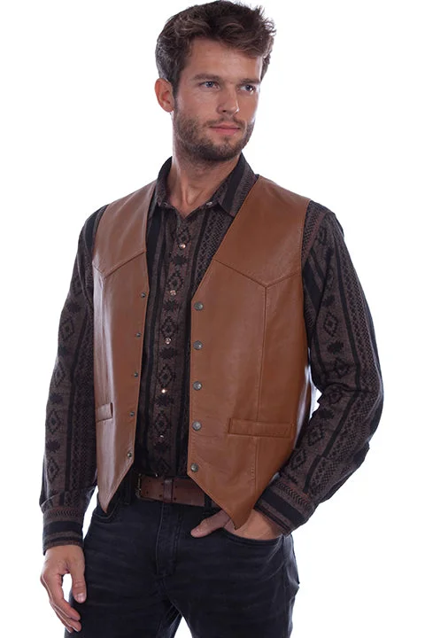 casual vests for men -Men's Scully Leather Vest #507