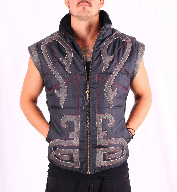 men's plaid vests -Urban Mayan Puffy Vest