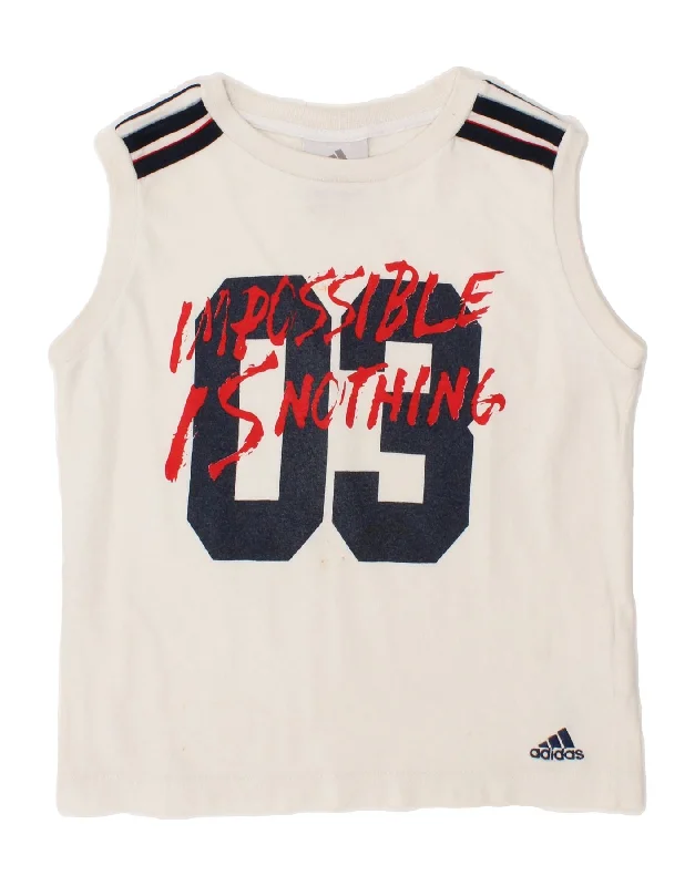 sleek vests for men -men's urban hoodies -ADIDAS Boys Graphic Vest Top 7-8 Years White Cotton