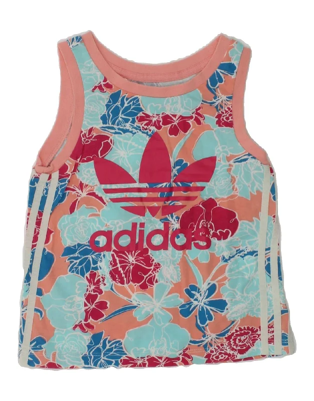 men's military-style vests -men's soft sweatshirts -ADIDAS Girls Graphic Vest Top 3-4 Years Multicoloured Floral Cotton