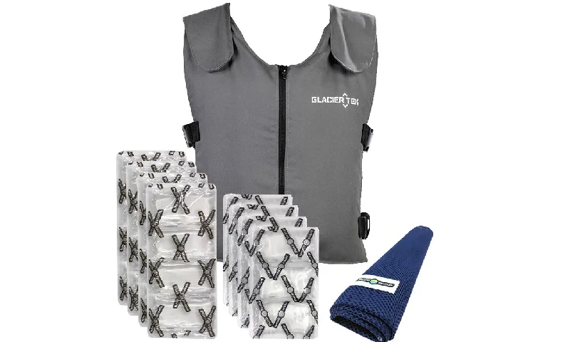 lightweight waistcoats for men -Banox® Cooling Vest with FR3 Flame-Retardant Banox Fabric, includes set of 8 Cooling Packs - Recharges in 30 minutes, Maintains 59 Degrees for up to 2.5 Hours