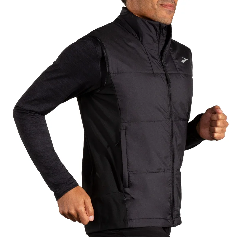 puffer vests for men -Brooks Men's Shield Hybrid Vest 3.0