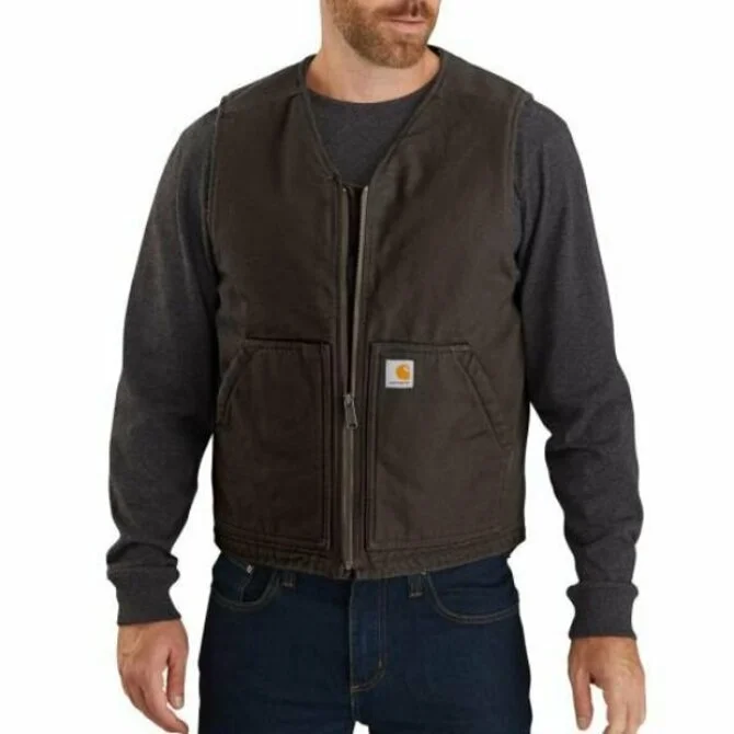 men's vest jackets -Carhartt- Washed Duck Sherpa Lined Vest