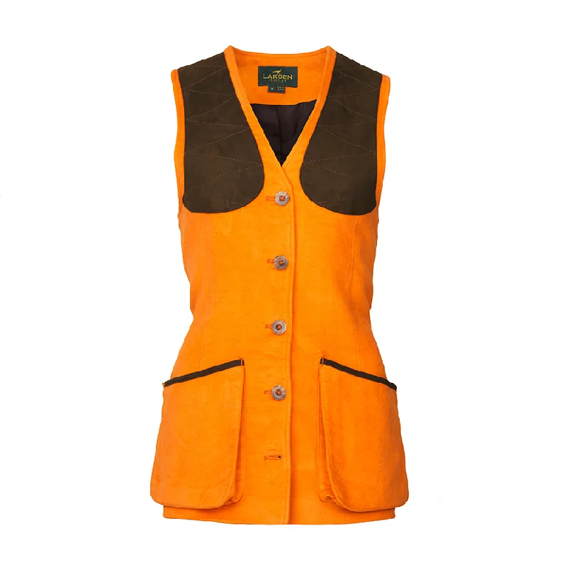 lightweight waistcoats for men -Laksen Lady's Moleskin Belgravia Beauly Shooting Vest - Blaze Orange