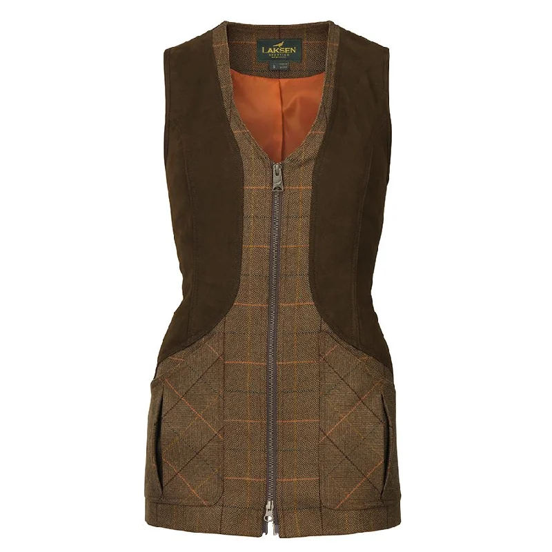 men's vest for evening wear -Laksen Lady's Cara Tweed Linhope Fitted Zip Shooting Vest