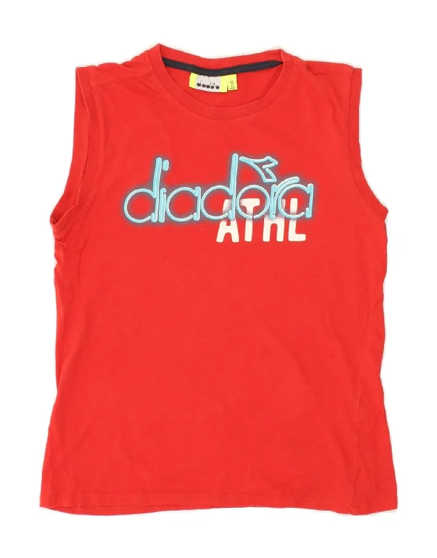 men's slim-fit sleeveless vests -custom sweatshirts for men -DIADORA Boys Graphic Vest Top 11-12 Years XL Red