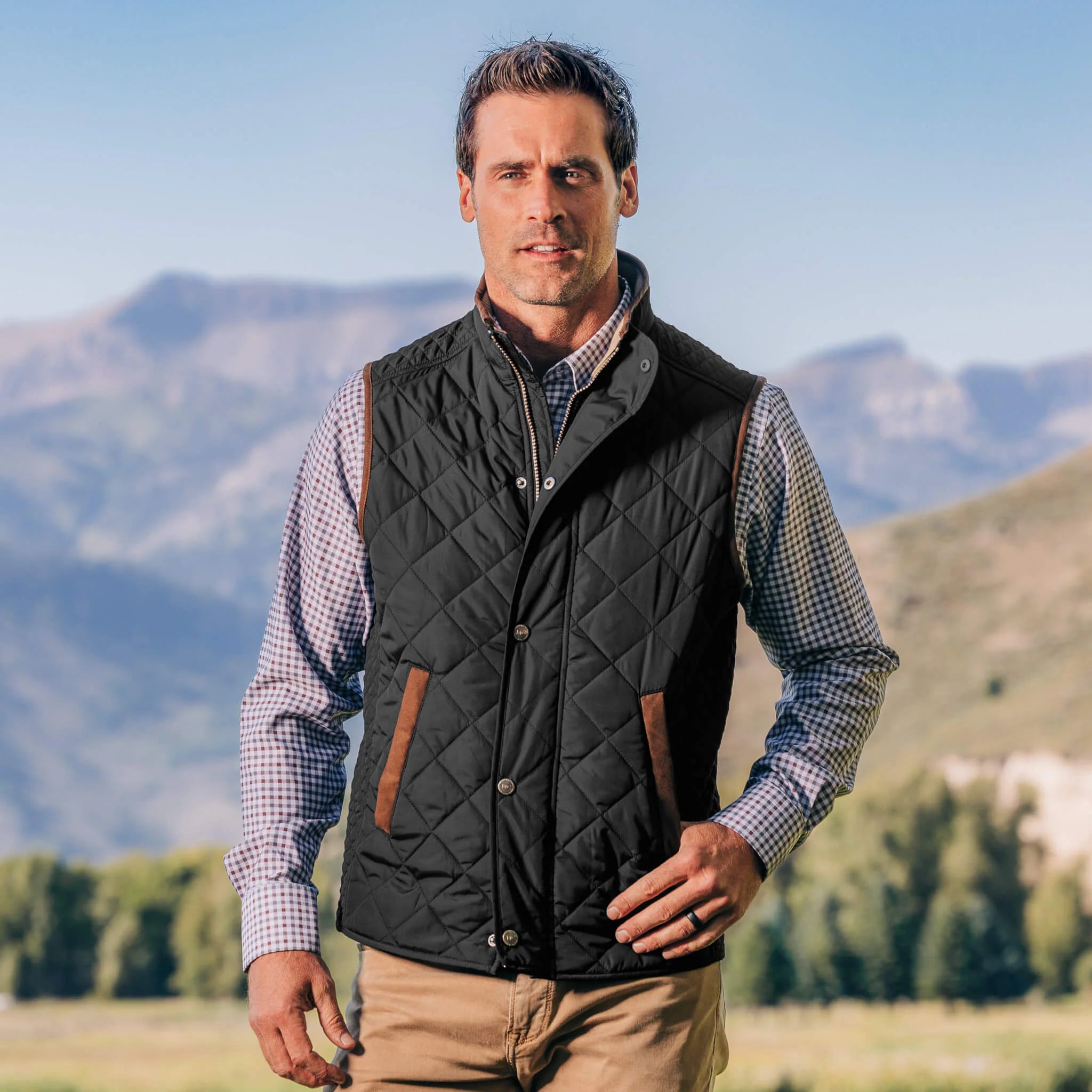 men's cotton vests -Greenville Diamond Quilted Nylon Vest