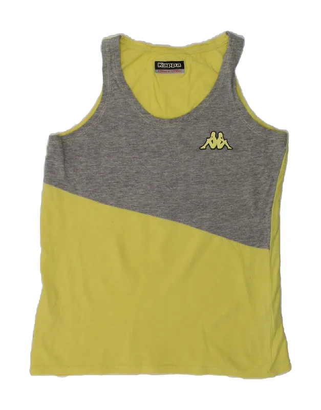 men's zip-up vests -eco-friendly hoodies for men -KAPPA Boys Graphic Vest Top 11-12 Years Yellow Colourblock Cotton