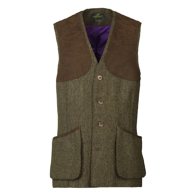 men's premium vests -Laksen Men's Herringbone Kirkton Tweed Leith Shooting Vest